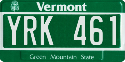 VT license plate YRK461