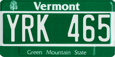 VT license plate YRK465