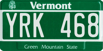 VT license plate YRK468
