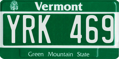VT license plate YRK469