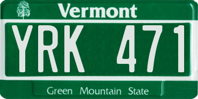 VT license plate YRK471