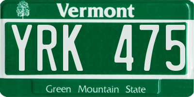 VT license plate YRK475