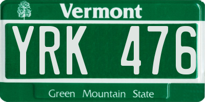 VT license plate YRK476