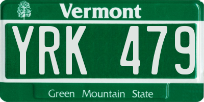 VT license plate YRK479