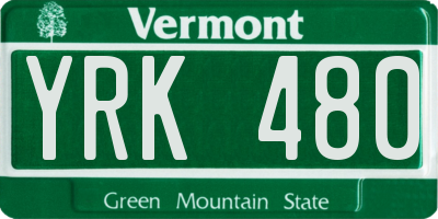 VT license plate YRK480