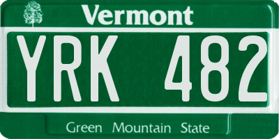 VT license plate YRK482