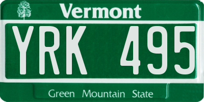 VT license plate YRK495