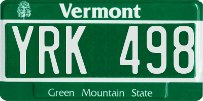 VT license plate YRK498
