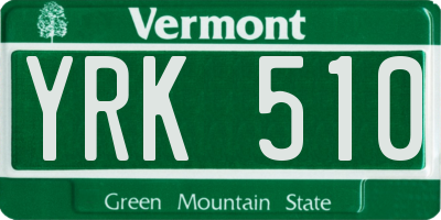 VT license plate YRK510