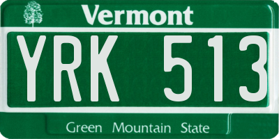 VT license plate YRK513