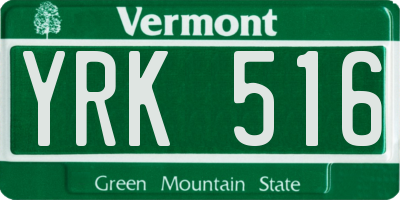 VT license plate YRK516