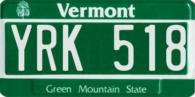 VT license plate YRK518
