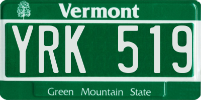 VT license plate YRK519