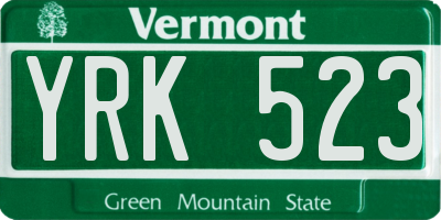 VT license plate YRK523