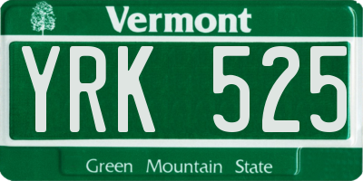 VT license plate YRK525