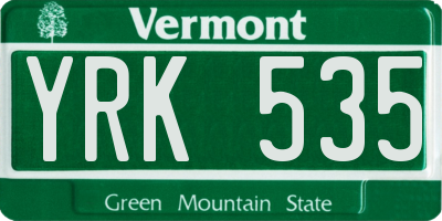 VT license plate YRK535