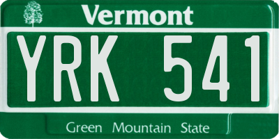 VT license plate YRK541