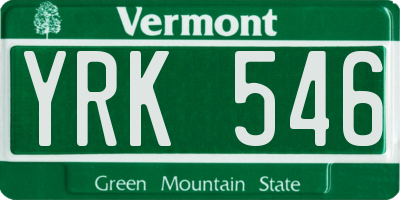 VT license plate YRK546
