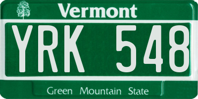 VT license plate YRK548