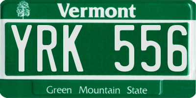 VT license plate YRK556