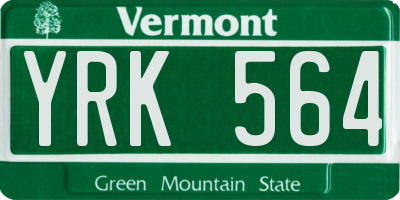 VT license plate YRK564