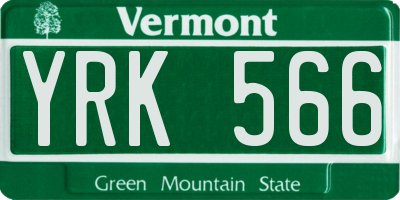 VT license plate YRK566