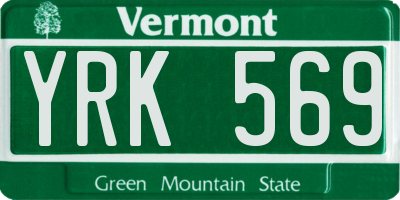 VT license plate YRK569