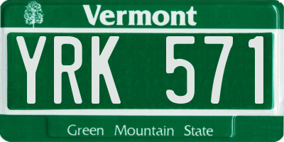 VT license plate YRK571