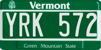 VT license plate YRK572