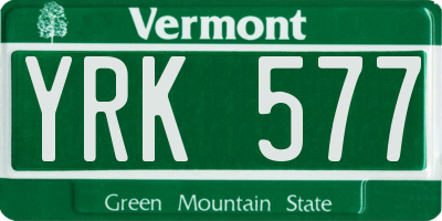 VT license plate YRK577