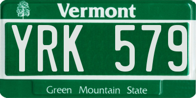 VT license plate YRK579