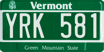 VT license plate YRK581