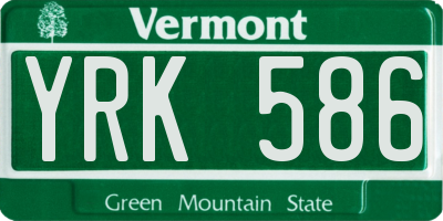 VT license plate YRK586