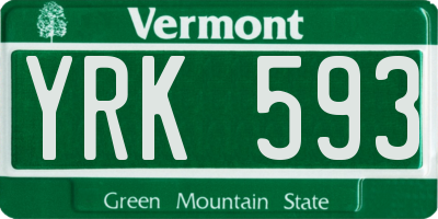 VT license plate YRK593