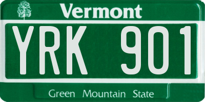 VT license plate YRK901