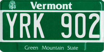 VT license plate YRK902