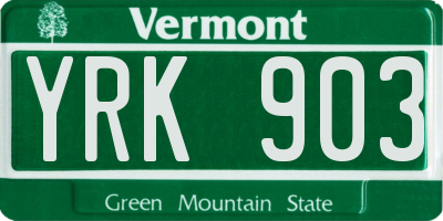 VT license plate YRK903