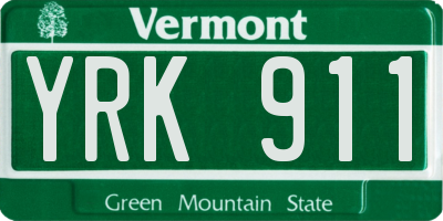 VT license plate YRK911