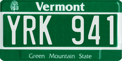 VT license plate YRK941