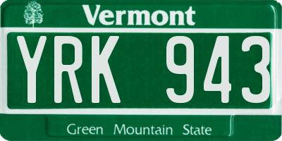 VT license plate YRK943