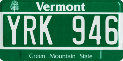 VT license plate YRK946