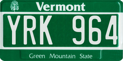 VT license plate YRK964