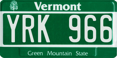 VT license plate YRK966