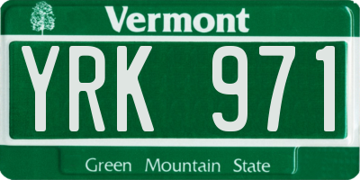 VT license plate YRK971