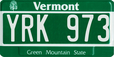 VT license plate YRK973