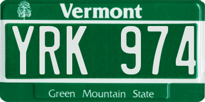 VT license plate YRK974