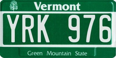 VT license plate YRK976