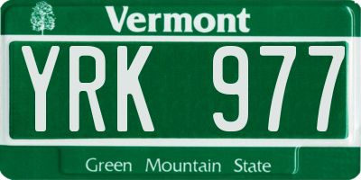 VT license plate YRK977