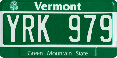 VT license plate YRK979