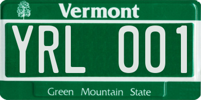 VT license plate YRL001